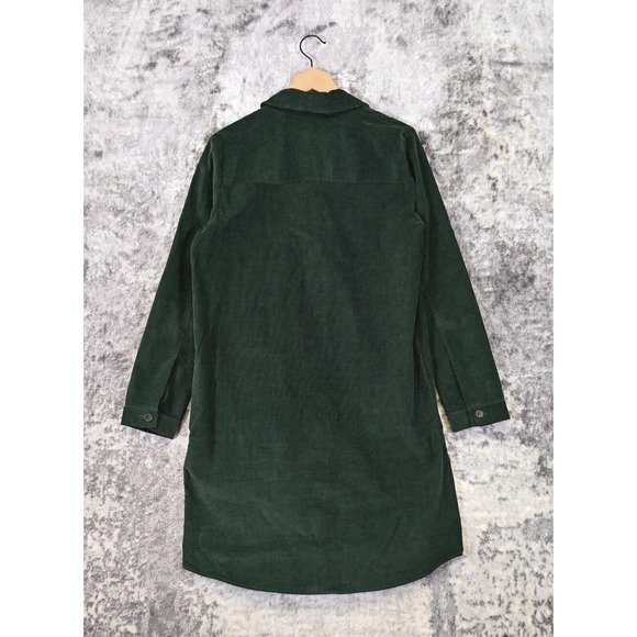COS Green Corduroy Collared Popover Long Sleeve Shirt Dress US 8 UK 12 - Picture 3 of 9